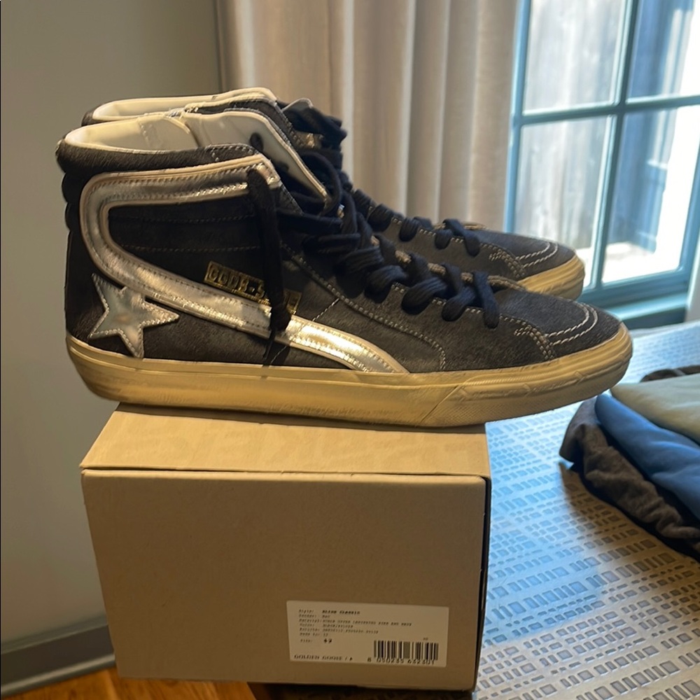 Golden Goose Black and Silver High-Top Sneakers Men’s 8.5 Women’s 11